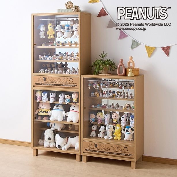 「背面ミラー付きダブル棚板のコレクションキャビネット」(4万4900円〜5万9900円)