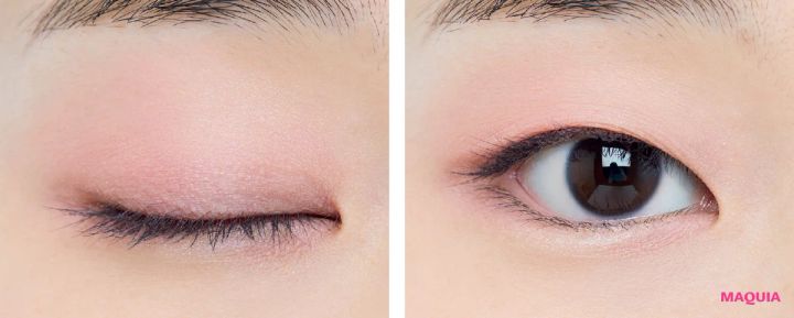 2026年春新作コスメ ケイト バウンシーチークシャドウ PK-2 一重の仕上がり