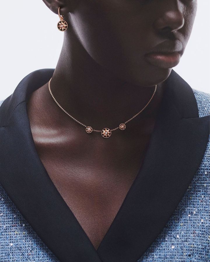 「ローズ デ ヴァン」（PG×ダイヤモンド×オニキス）ネックレス￥705,000 イヤリング￥695,000 © TANYA & ZHENYA POSTERNAK