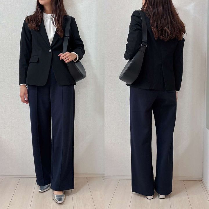 ユニクロスウェットストレートパンツとジャケットコーデ