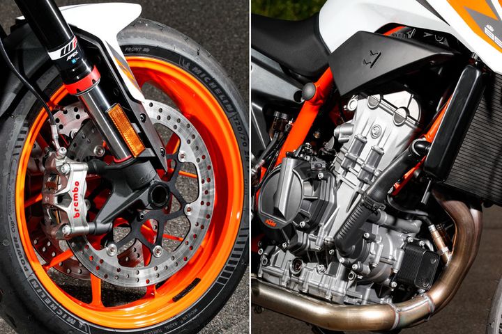 右：排気量の他、吸排気バルブやスロットルボディなど、多岐に渡る改 良を実施 左：ブレーキユニットは作動性の向上に加え、1.2kg軽量化