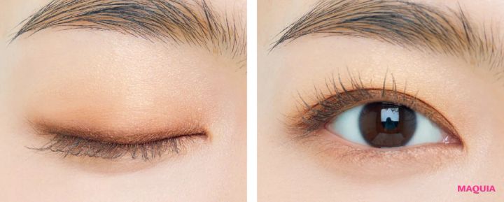 2026年春新作コスメ プチプラアイパレット エクセル スキニーリッチシャドウ N SK03 二重の仕上がり