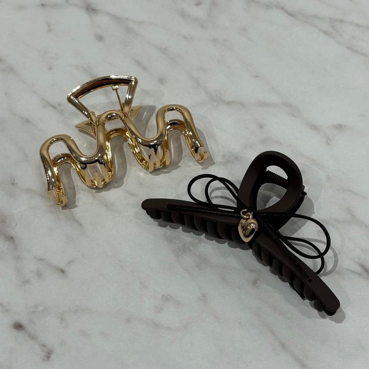 GU リボン&メタルヘアクリップ2P