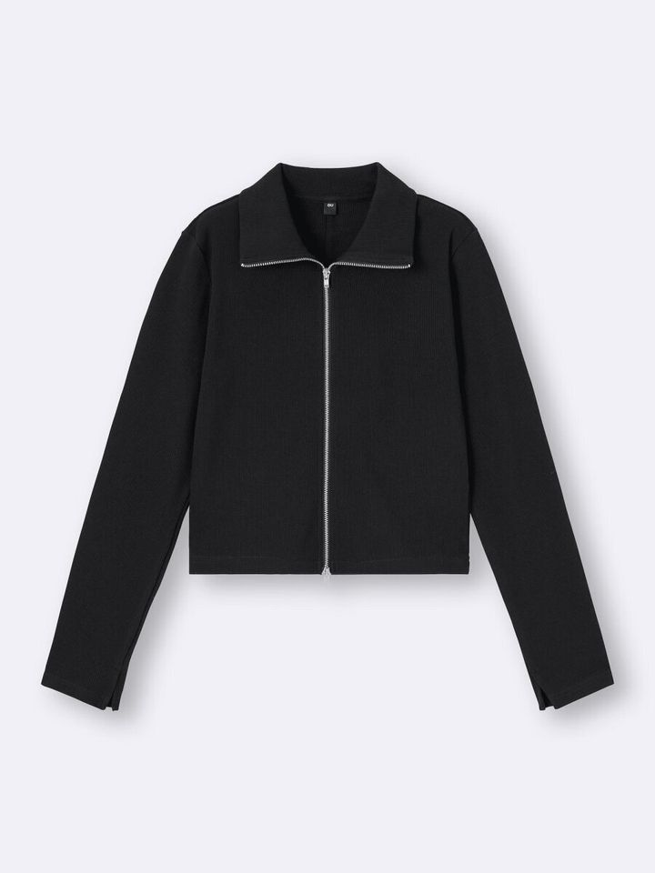2026gu羽織りリブダブルジップカーディガン