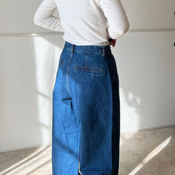 GUデニムタックトラウザー バックスタイル