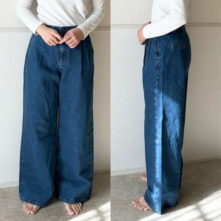 GUデニムタックトラウザー Mサイズ