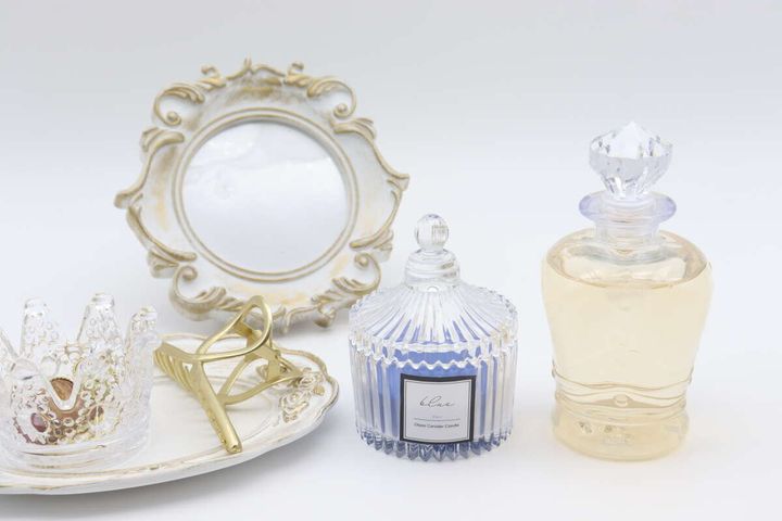 ガラスキャニスターキャンドル（ブルー） インテリア