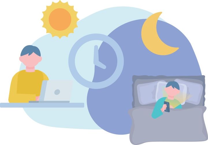 朝夜 生活リズムのイメージイラスト