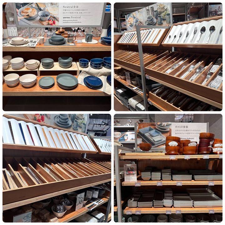 箸（170タイバーツ）やカコミの食器（170～350タイバーツ）