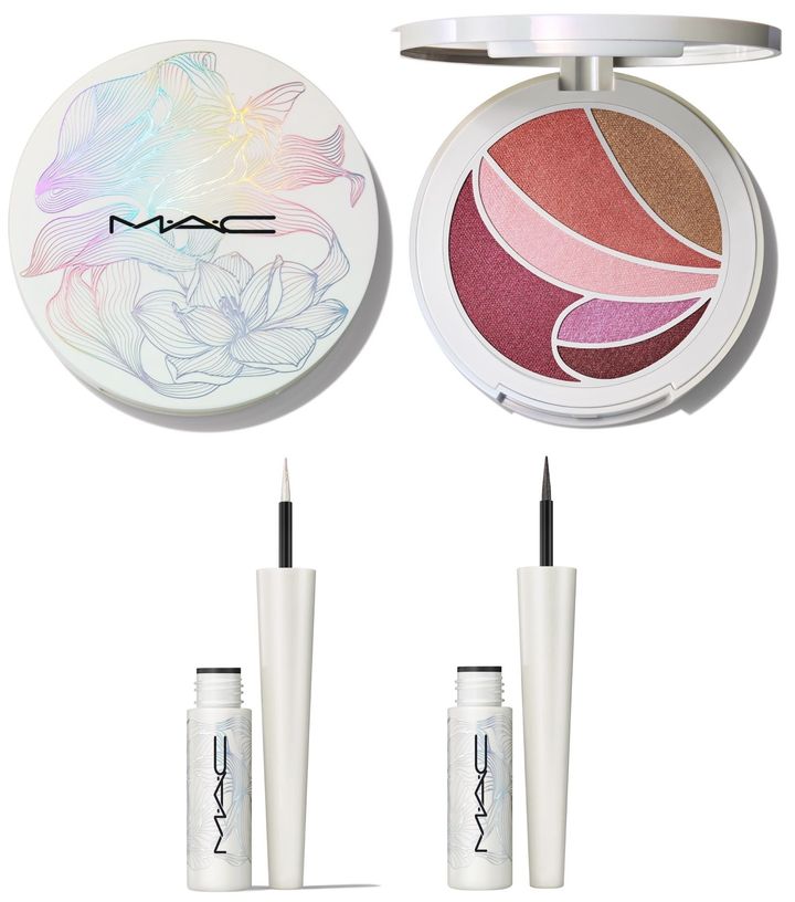 〈上〉メタモフォーシス フェイス アンド アイパレット ￥8,800 〈下左から〉プリズマティカ リキッド アイライナー マックノリア、ナイト リリー 各￥4,290（すべて2月6日より限定発売）