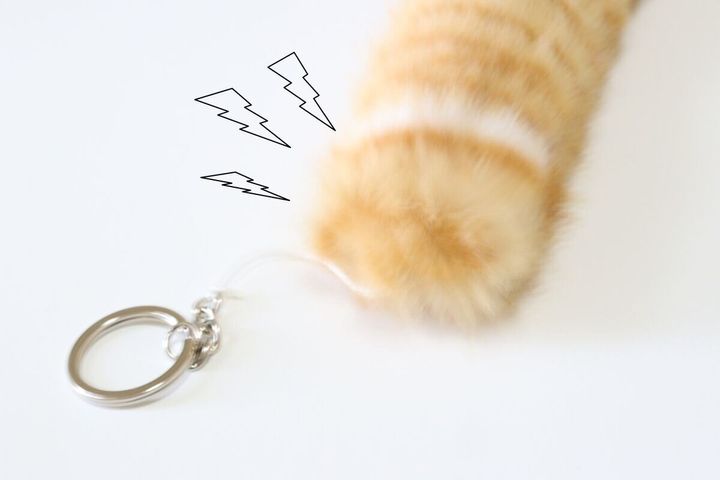 ダイソーのぶるぶる震えるしっぽキーホルダー（A）