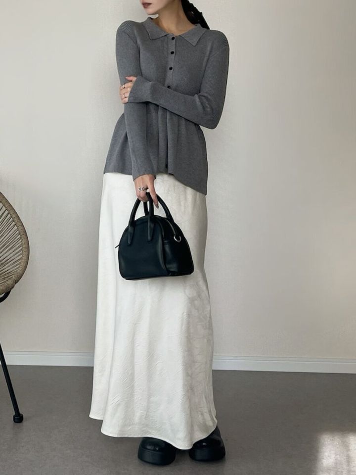 2026女性ポロニットカーディガン大人かわいいコーデ