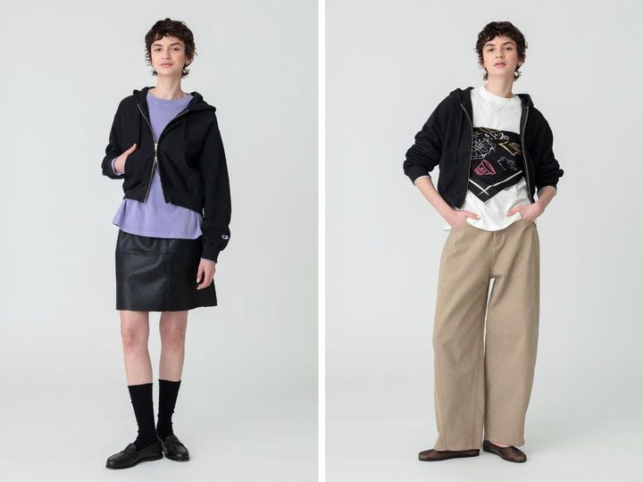 画像: ブラックのダブルジップフーディを合わせたコーディネート 出典：RHC ロンハーマン