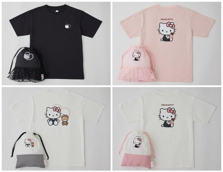 画像: 【ROPÉ PICNIC×HELLO KITTY】巾着付きアソートTシャツ各¥6,490 © 2026 SANRIO CO., LTD. APPROVAL NO. L661434 www.junonline.jp