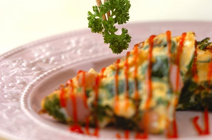 ソーセージとホウレン草入りオムレツの作り方2