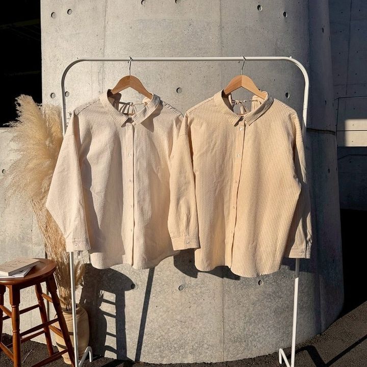 しまむらのマルチウェイストライプシャツ（TOMO）