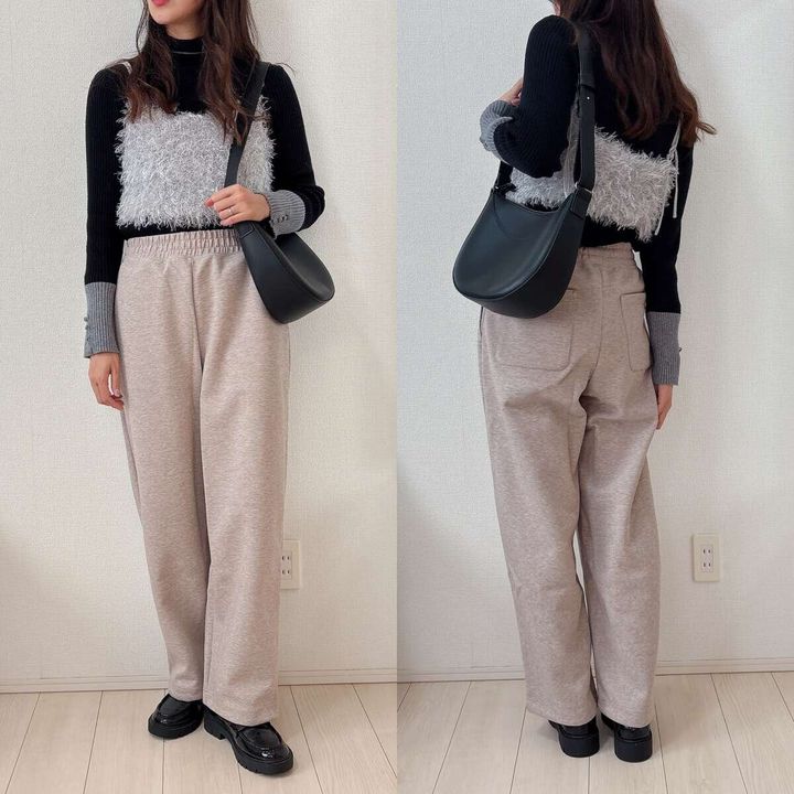 ユニクロスウェットワイドパンツ ビスチェコーデ