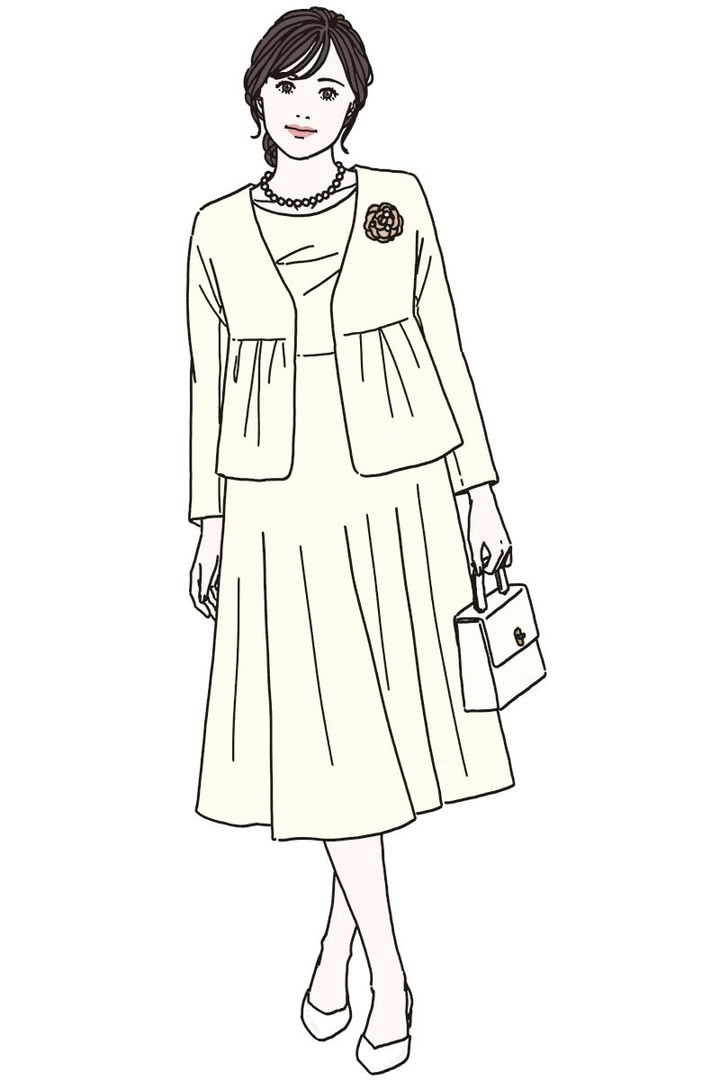 入園・入学式のコーデ。新しい門出を祝う式典には、明るい色のセミフォーマルで晴れやかに。