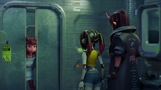 ミルキー☆サブウェイが暴走し、扉に顔が挟まってしまったチハル [c]亀山陽平／タイタン工業