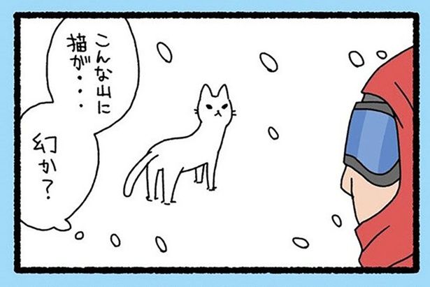 「こんな山に猫？」突然の吹雪で道に迷った登山者を助けてくれたのは （C）ぱんだにあ／竹書房