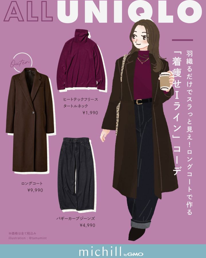 ALLユニクロロングコートコーデ