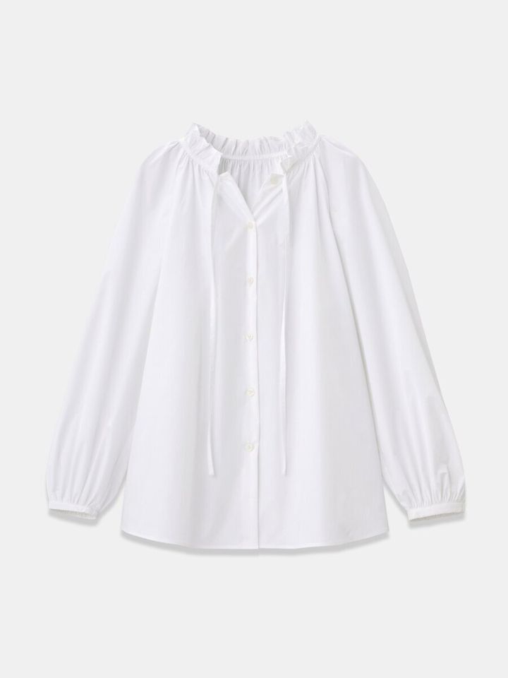 2026plstタイプライターフリルブラウス