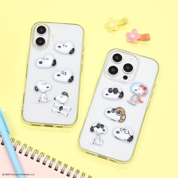 スマホケースに貼った使用イメージ。ぷっくりツヤツヤの立体感がかわいい