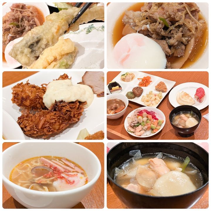 ホテルハワイアンズの夕食・朝食のビュッフェ。ご当地グルメの一部