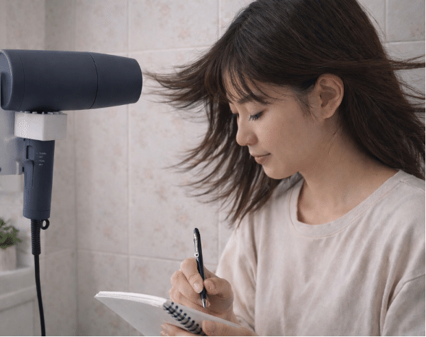 ドライヤー中の女性