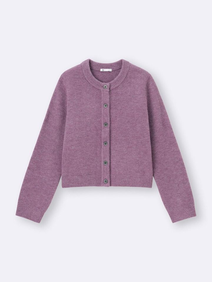 2026gu女性おすすめ春色パフニットクルーネックカーディガン