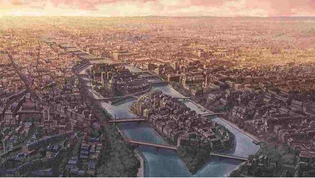 【写真を見る】オレンジ色に染まる美しいパリの街 [c]「パリに咲くエトワール」製作委員会