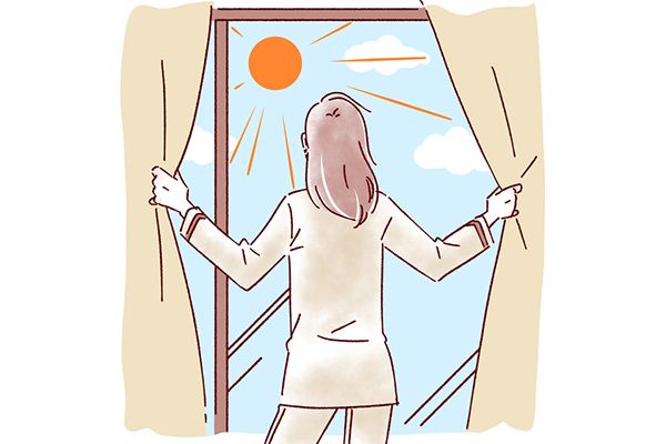 朝起きたら、太陽の光を浴びる