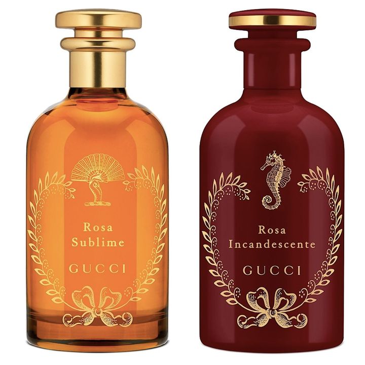 〈左から〉ローザ スブリーメ オードパルファム 100ml ￥50,050 ローザ インカンデシェンテ オードパルファム 100ml ￥50,050（ともに2月11日発売）