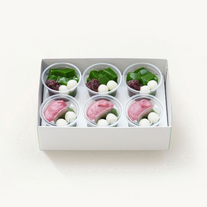 「コイスルナマチャゼリイ詰合せ【A】」¥3,730 生茶ゼリイ［抹茶］×3個、コイスルナマチャゼリイ×3個