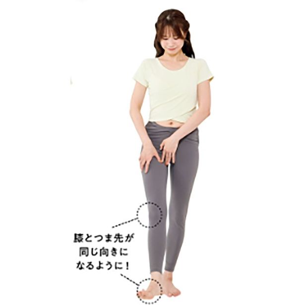 太ももの根元からつま先にかけてやや外に向けて、元に戻す (C)かなぺ／KADOKAWA