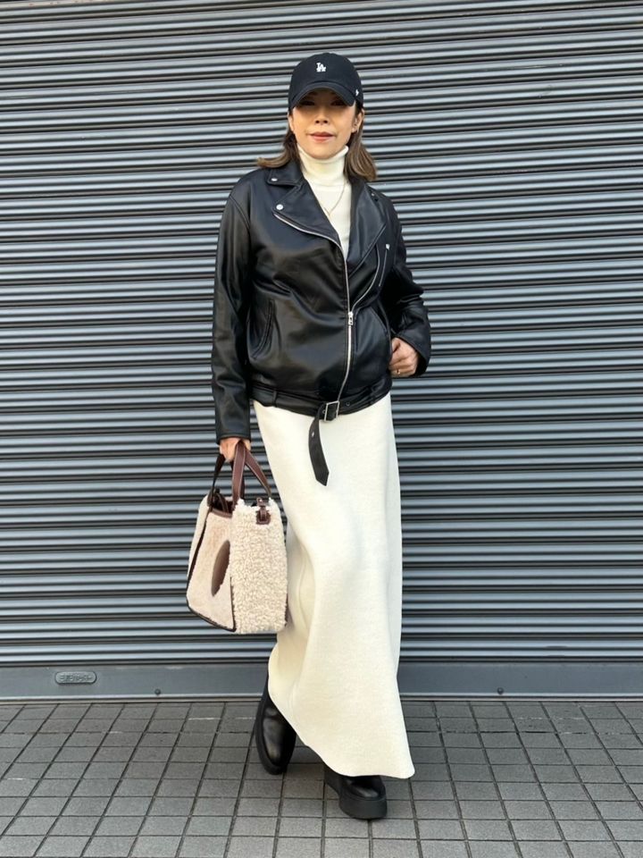 26_２月MOTOMIさんブログ_ユニクロメリノウールタートルネックセーターコーデ