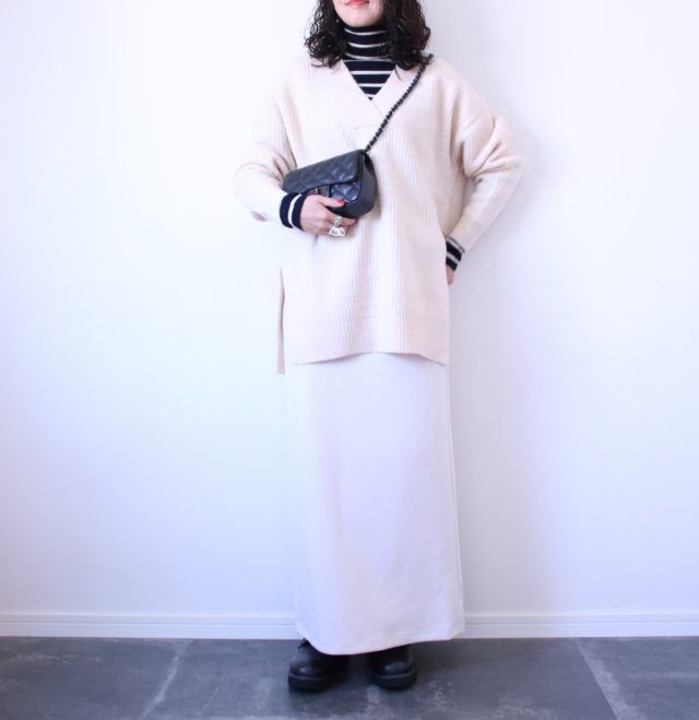 ボーダーをあわせたコーデ