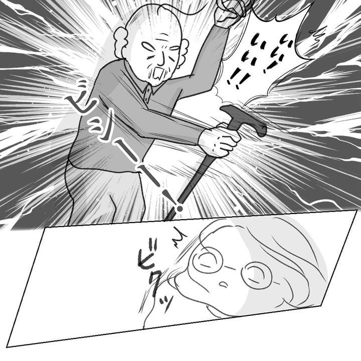 漫画「私の頭の中の忖度無し子さん 電車編」のカット（かあさんさん提供）