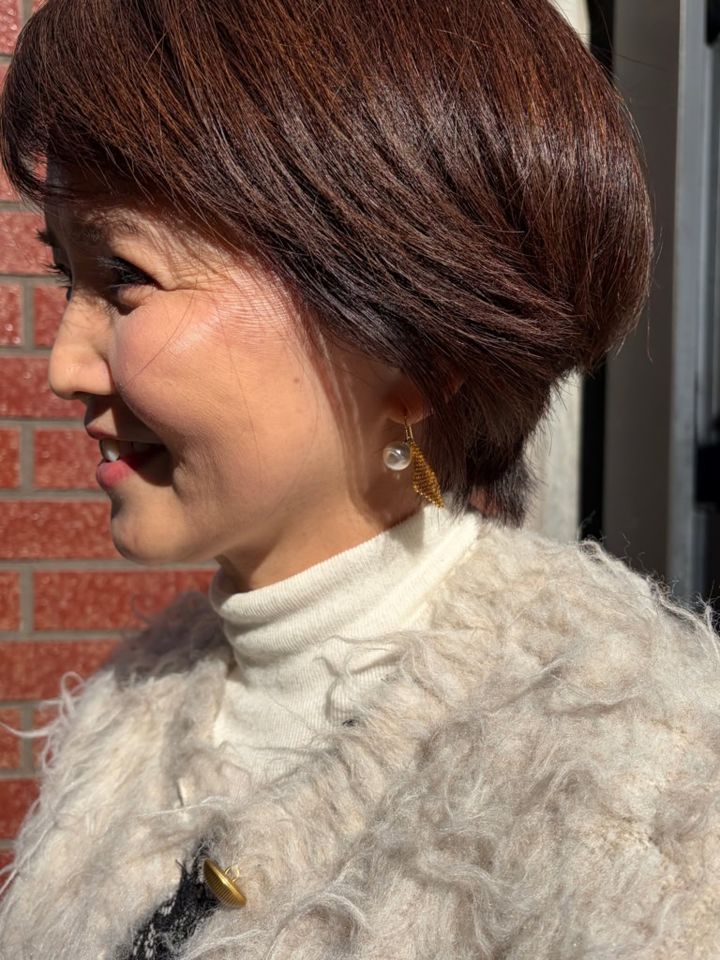 ゴールド×一粒パールのピアス