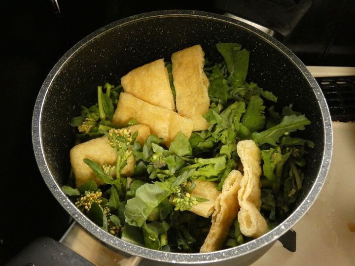 材料4つ！「菜の花と油揚げのさっと煮」
