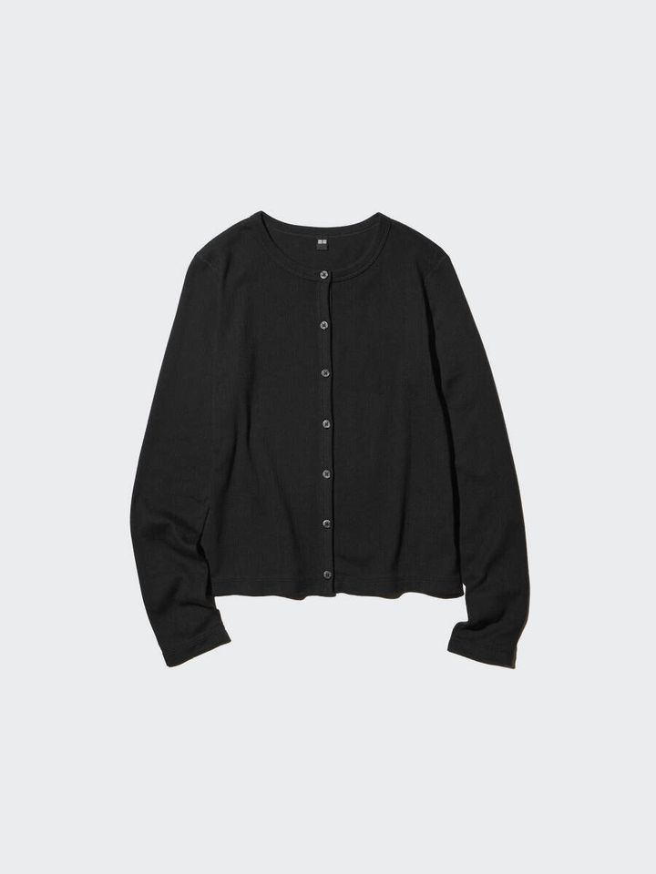 2026ユニクロ黒ポインテールカーディガン