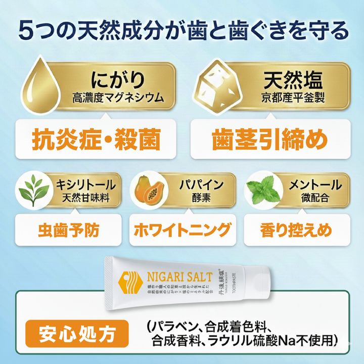 NIGARI SALT 歯磨き 天然にがりと天然塩の配合