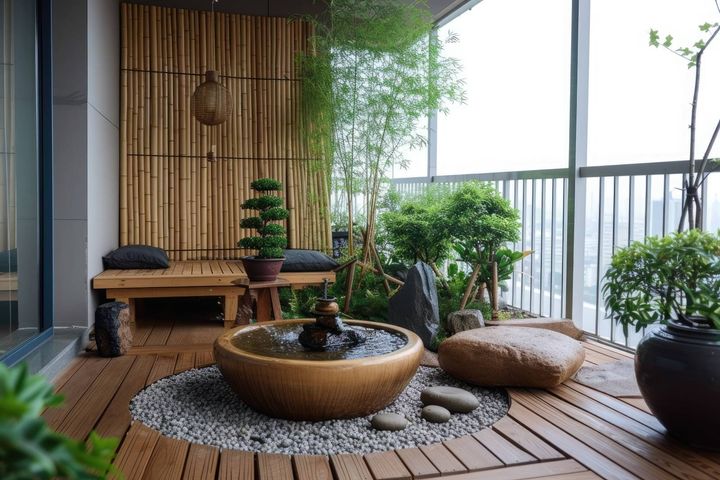 バルコニー 良縁を引き寄せる 椅子 木製 竹製