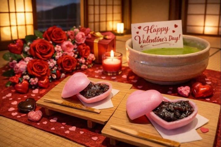 メッセージタグ付きの一輪花を手渡す瞬間