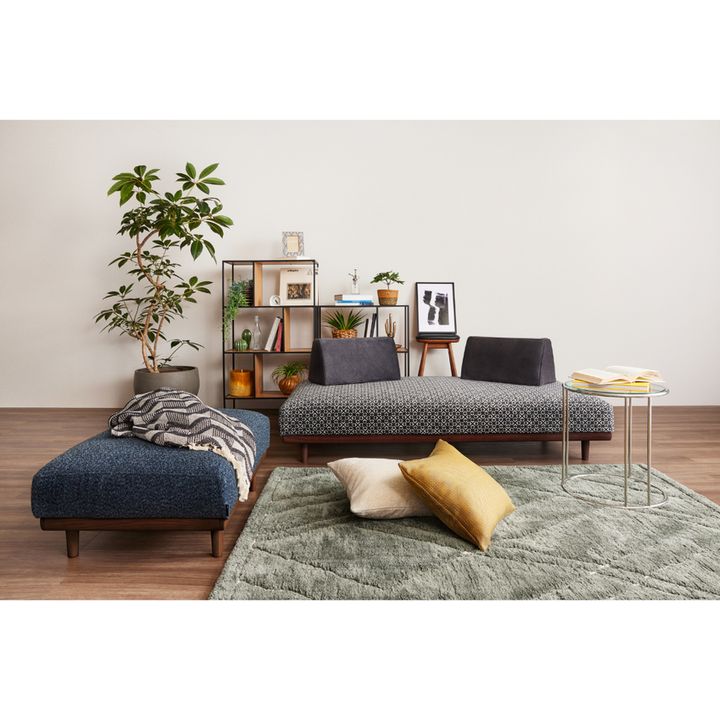 ジアス TILOオットマン グレーソファ＆ブルーオットマン