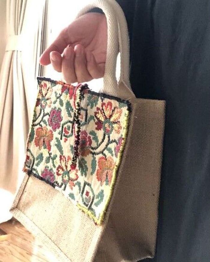 【無印良品】シンプルな『ジュートバッグ』がおしゃれに大変身♡留め縫いするだけ簡単リメイク
