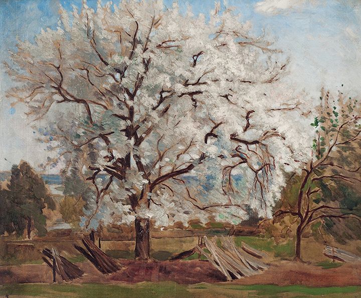 カール＝フレードリック・ヒル《花咲くリンゴの木》1877年