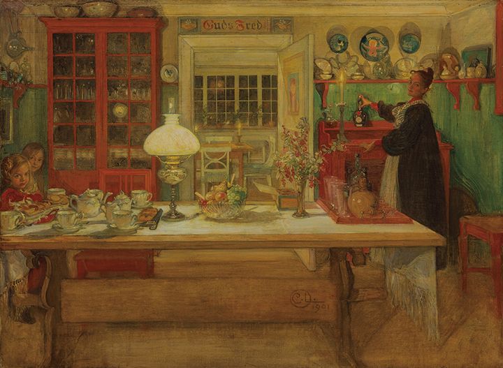 カール・ラーション《カードゲームの支度》1901年