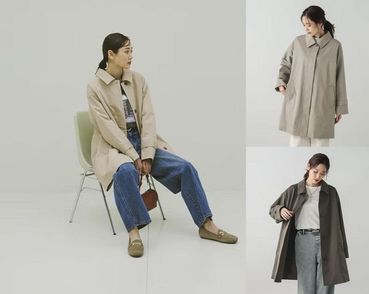 画像: 防風ステンカラーミドルコート/612367（ベージュ/グレイッシュモカ/オリーブブラウン）各¥9,990 出典：グローバルワーク