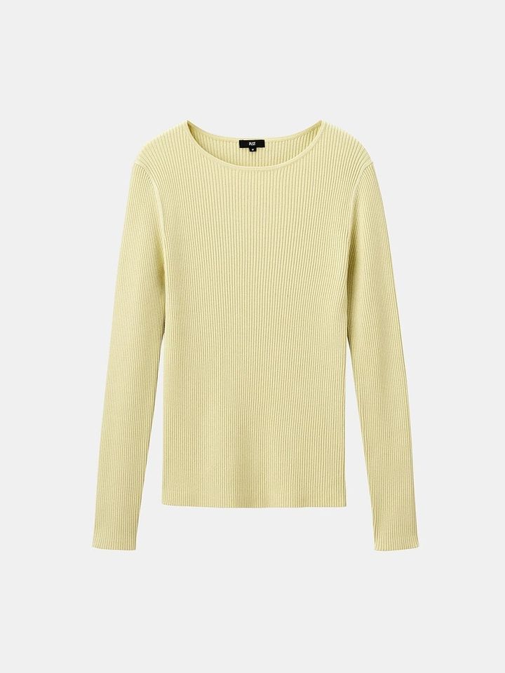 PLSTのラメリブボートネックセーター